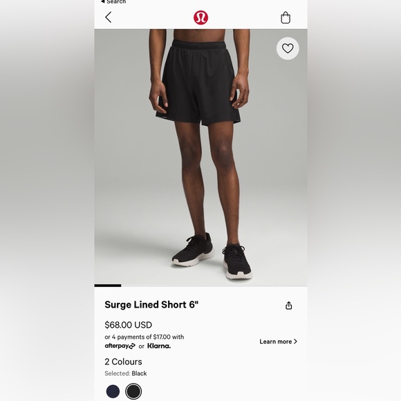 Mens Surge 6” black shorts - Picture 1 of 6